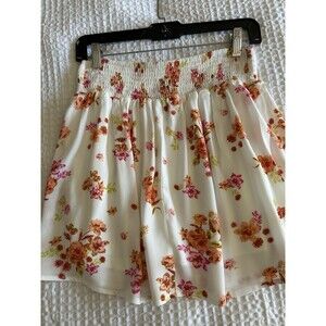 Stitch and Pine Mini Skirt SZ M White Floral Lined